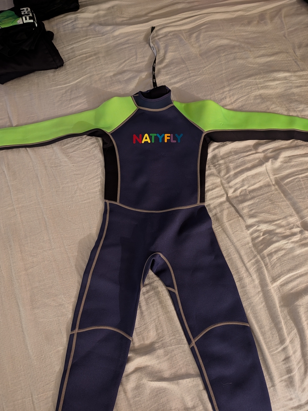Kids' Navy and Neon Green Full-Body Swim Rashguard
